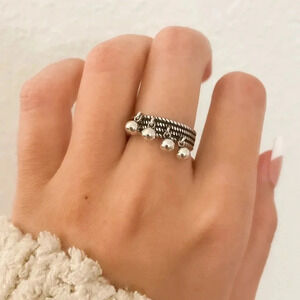 925 Sterling Silver Dangle Ball Ring Minimalist Ring Bead Ring Modern Ring